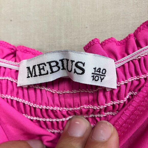 Mebius Girls 10Y Hot Pink Bow Back Square Neck Ruffle Sleeve Preppy A Line Dress - Picture 5 of 12